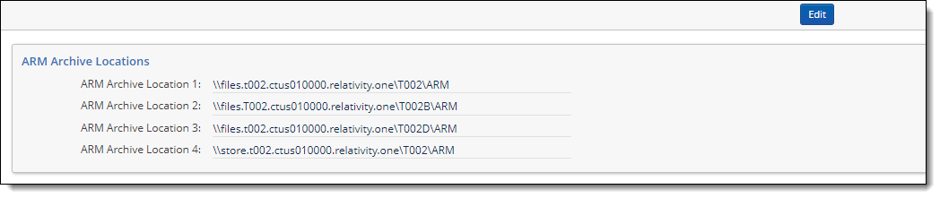ARM configuration Edit button