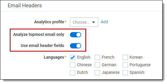 the two email header settings