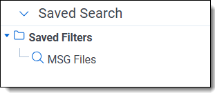 Saved searches tree showing the newly created saved filter.