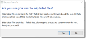 Skipped failed files message