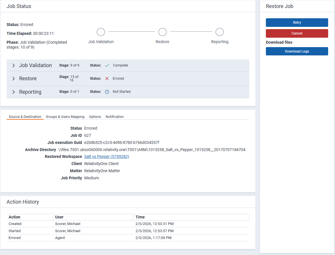 Running a Restore job.