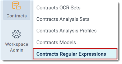 An image of the Contracts Regular Expressions tab.