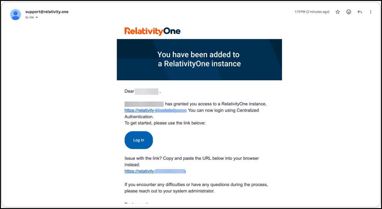 Notification email