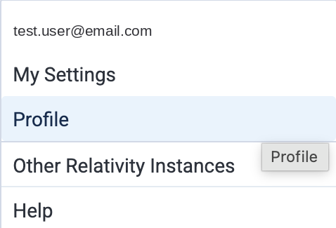 Profile option in the account menu