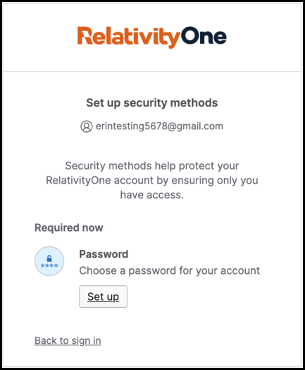 Setup password window