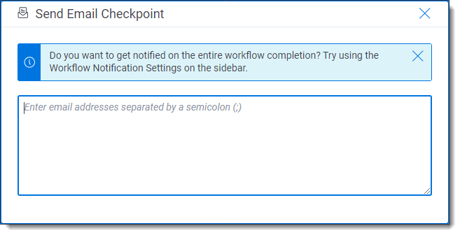 The Send Email Checkpoint action modal.
