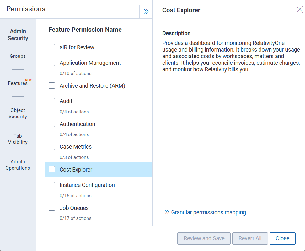 Feature permissions - Cost Explorer