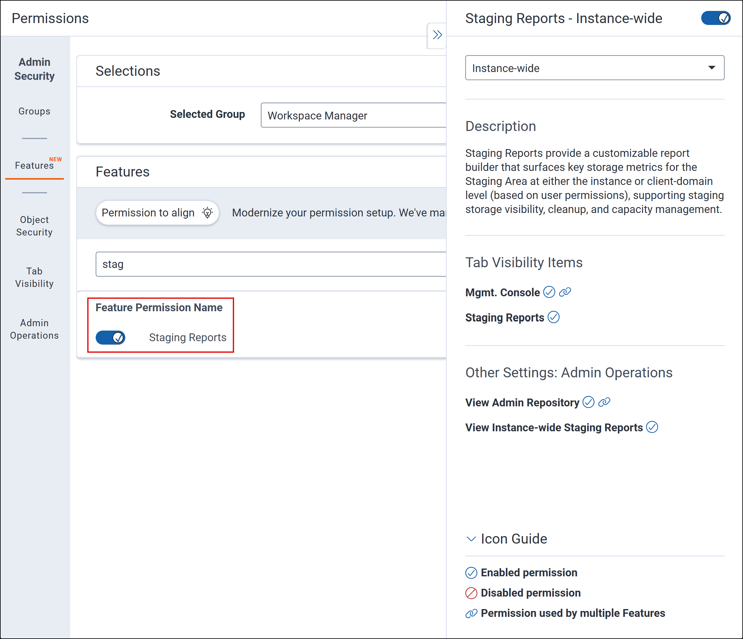 Staging Reports Feature Permission