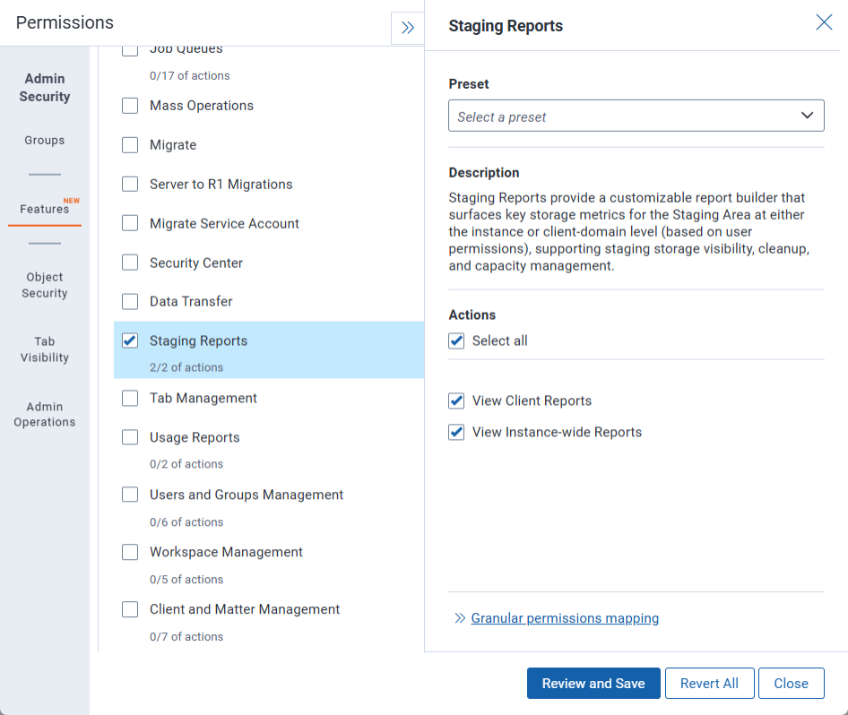 Staging Reports Feature Permission