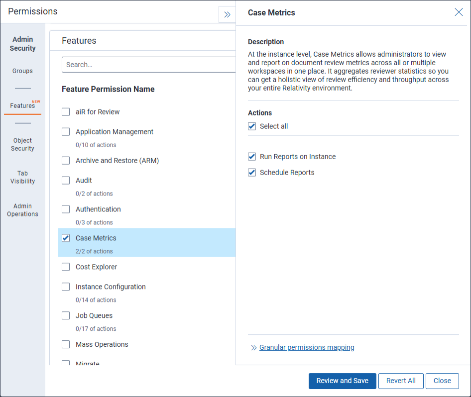 The Case Metrics Feature Permissions.