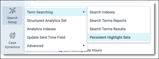 Term searching tab search indexes sub tab