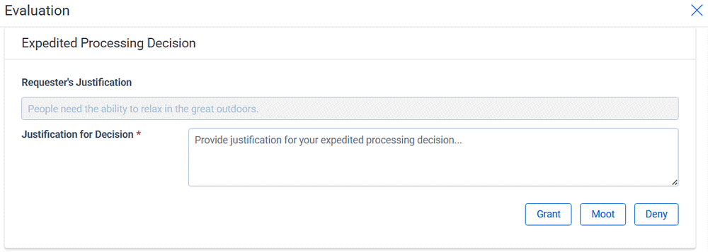 Request expedited processing and provide a justification.