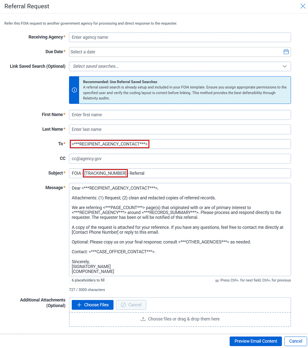 Form template for requesting additional consultation from another agency.