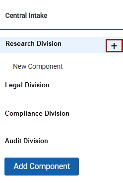 Add component button used to add a sub-agency group or user.