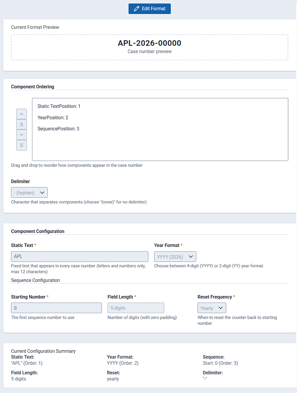 Appeal number tracking and configuration is where you set the format and behavior for appeal numbers.