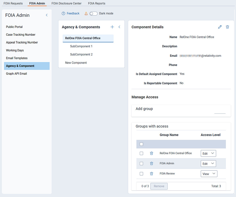 The landing screen for managing agencies and sub-agencies.