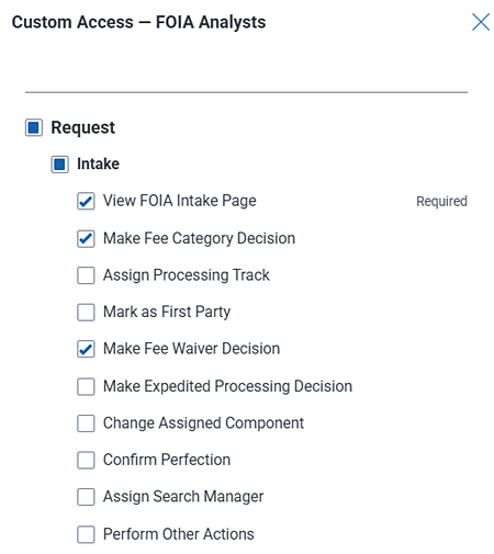 Assigning custom access permissions for a group component.