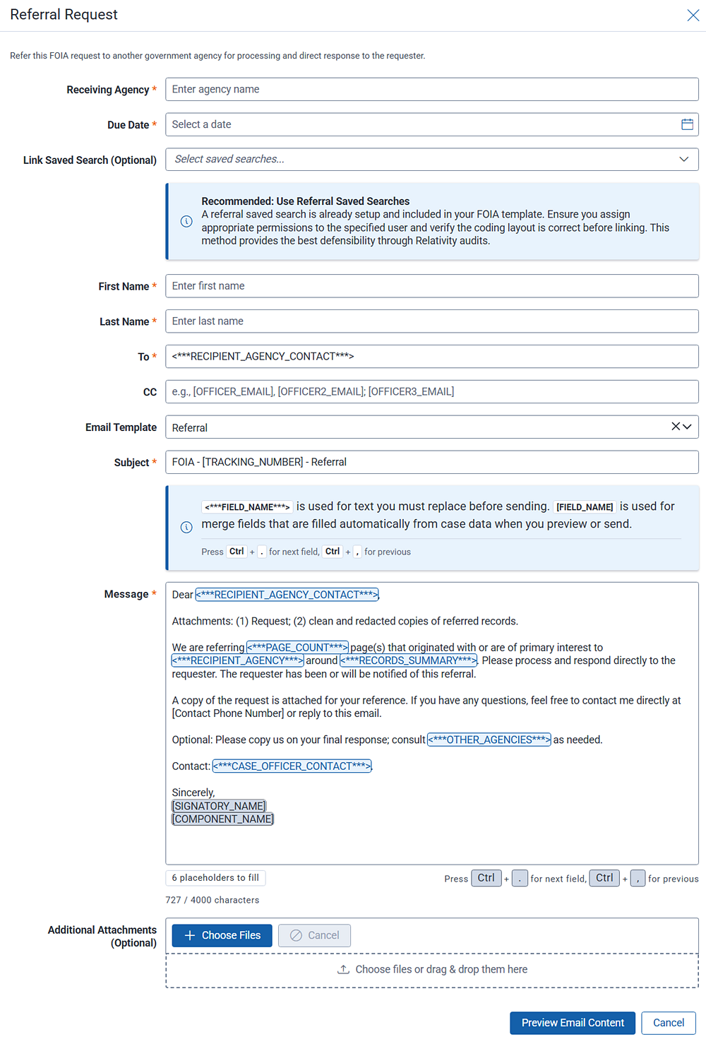 Form template for requesting additional consultation from another agency.