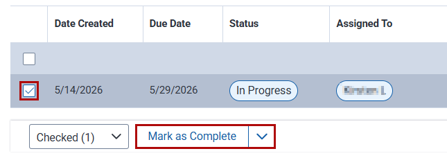 Use mass actions to mark one or more tasks complete.