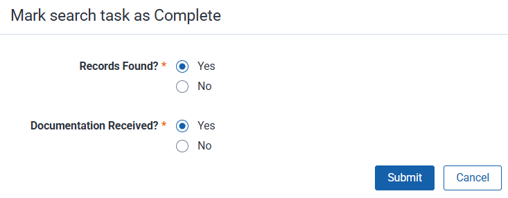 The confirmation modal when you select the mark as complete mass action.