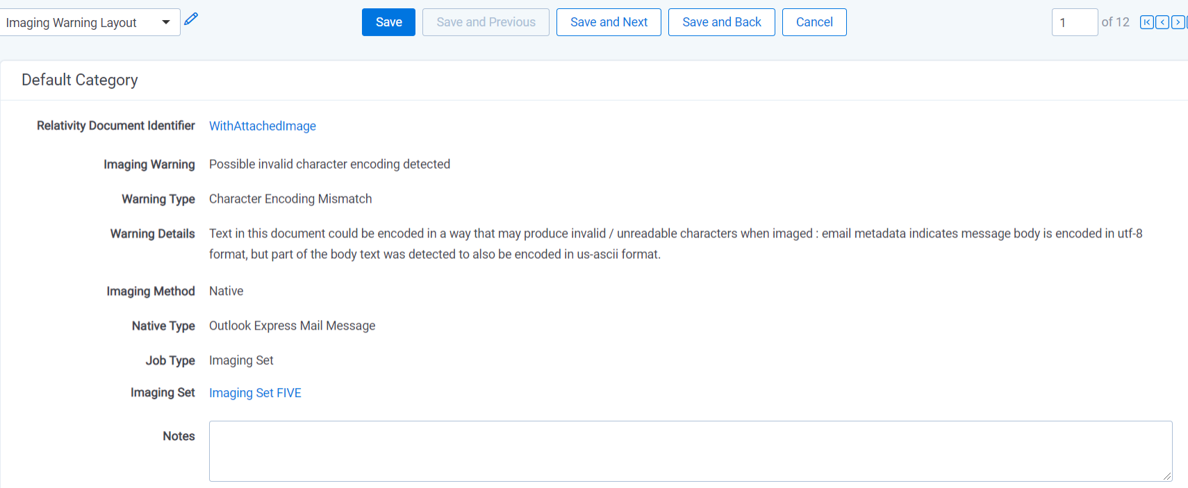 Imaging Warnings layout