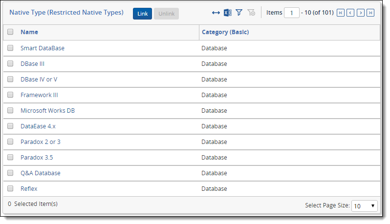 restricted native types on imaging profile