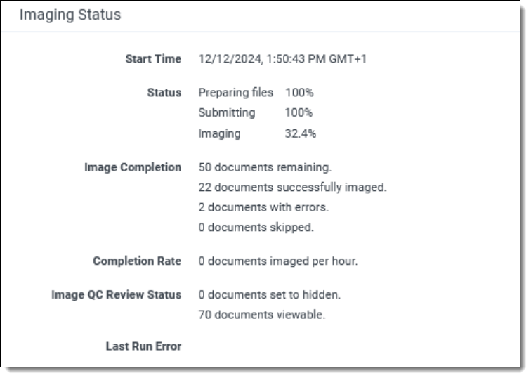 Imaging status display