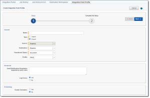 Create Integration Point Profile dialog