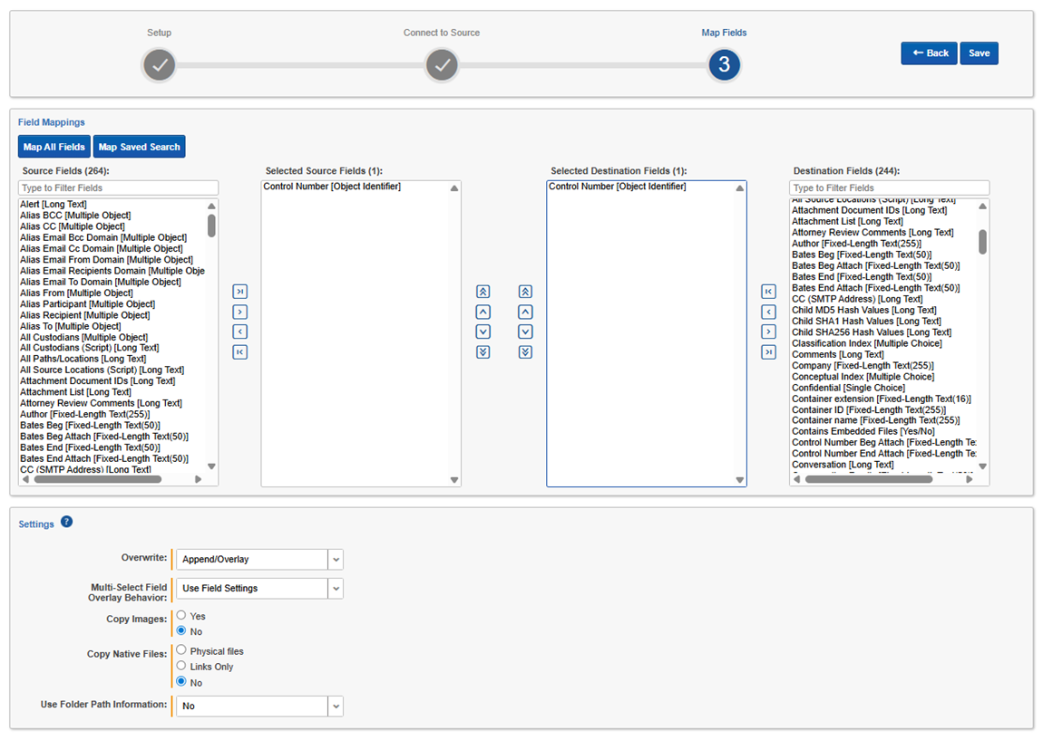 When Copy Images is set to No and Copy Native Files is set to No, Links Only, or Physical Files.