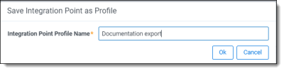 Save Integration Point as Profile