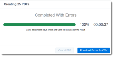 Mass PDF progress window (with errors)