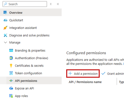 Adding an API permission.
