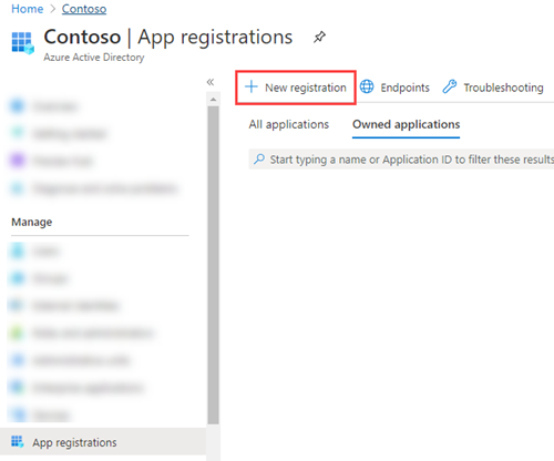 Click the New registration button.