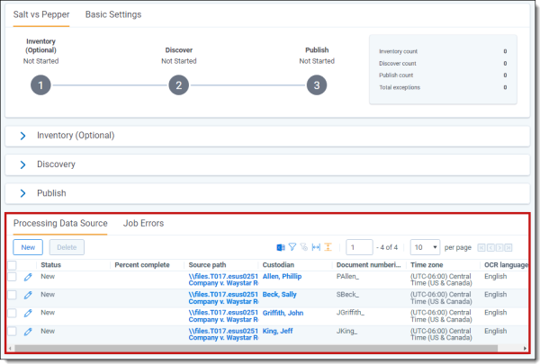 processing data source view