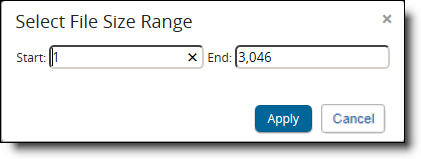 Select file size range field