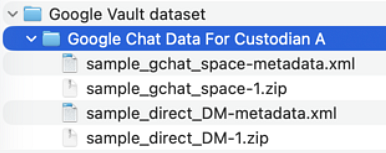 The required file structure for importing Google Chat data.