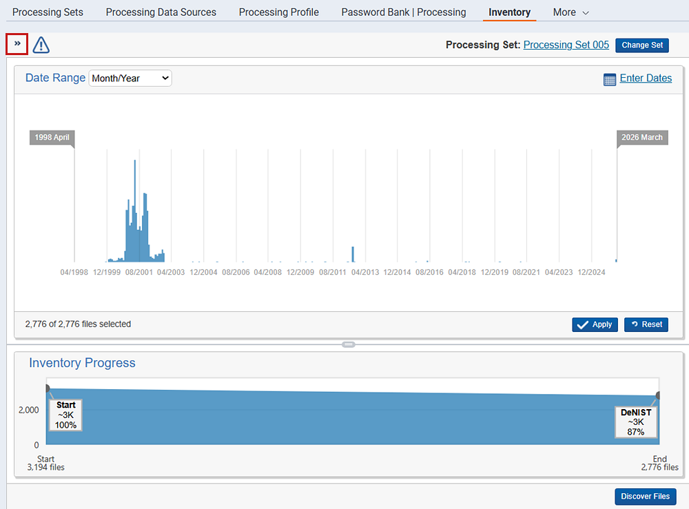 Inventory progress pane