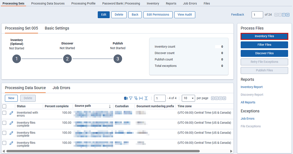 Inventory files button