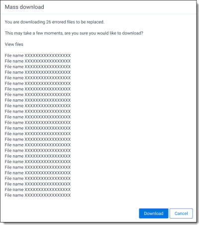 After clicking the view files button on the download confirmation modal, you see a list of files that you are downloading.