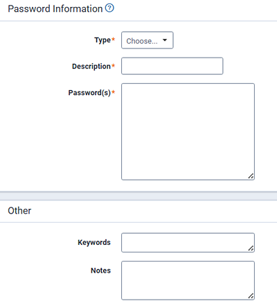 New password bank entry