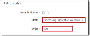 Processing duplication workflow sub-tab details screen.