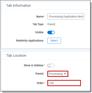 Processing duplication workflow tab settings screen.