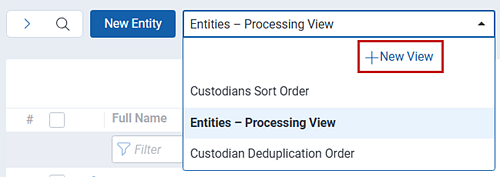 Create a new view by opening the views drop-down menu and selecting the new view link.