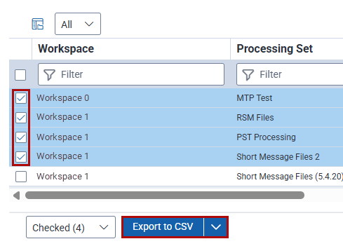 Export procesing history bage button