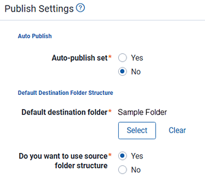 Publish settings
