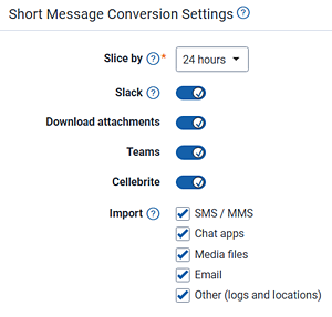 RSMF conversions settings in processing profile configuration