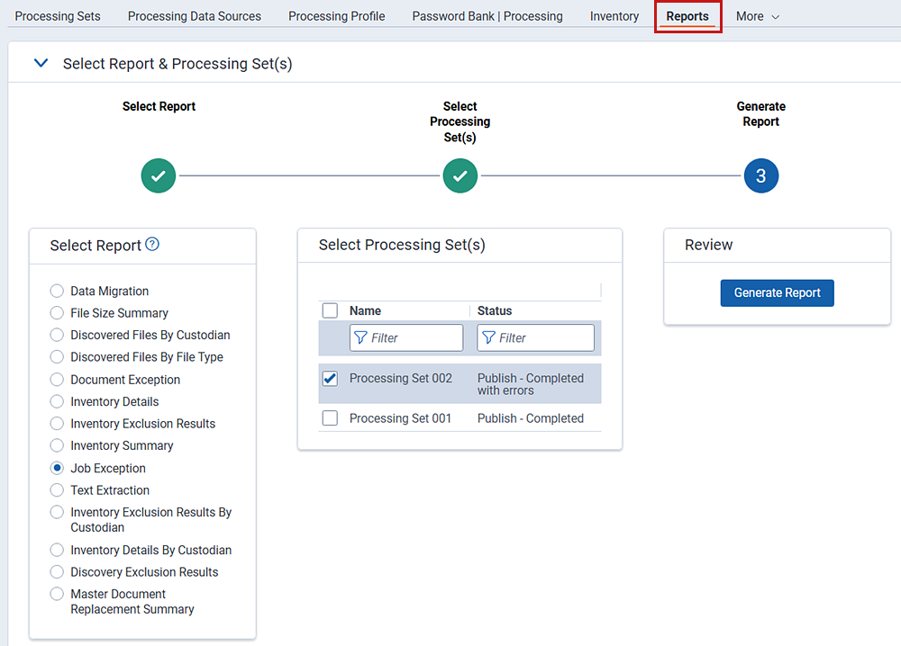 Generate report button