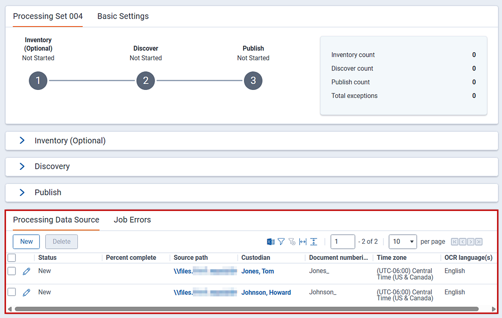 processing data source view