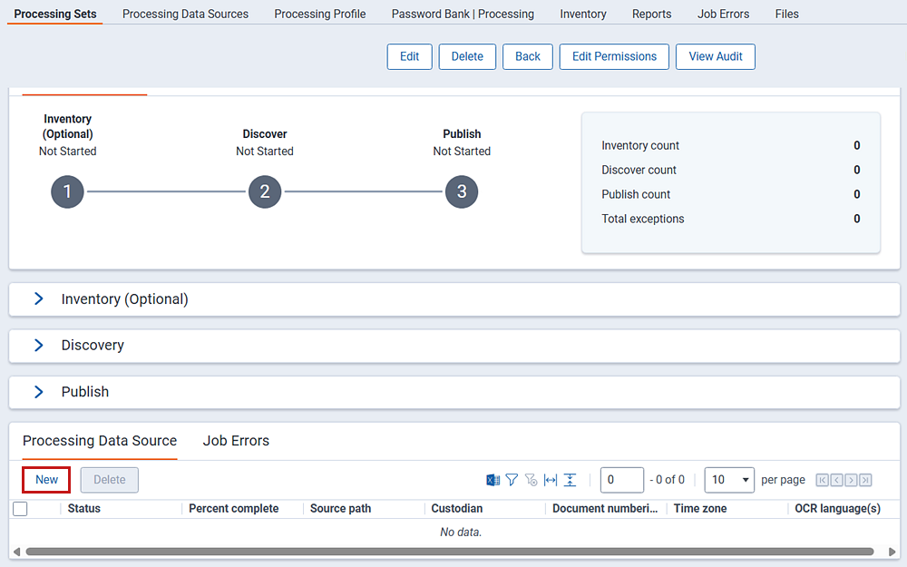 The new data source button