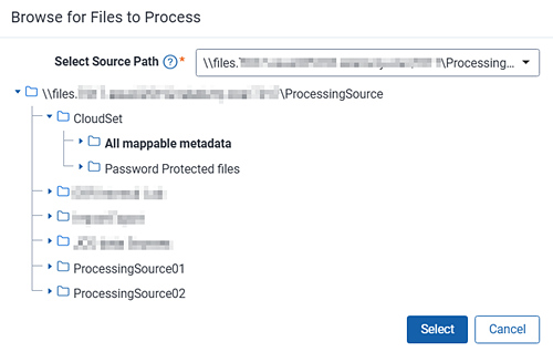 Browse window for source path